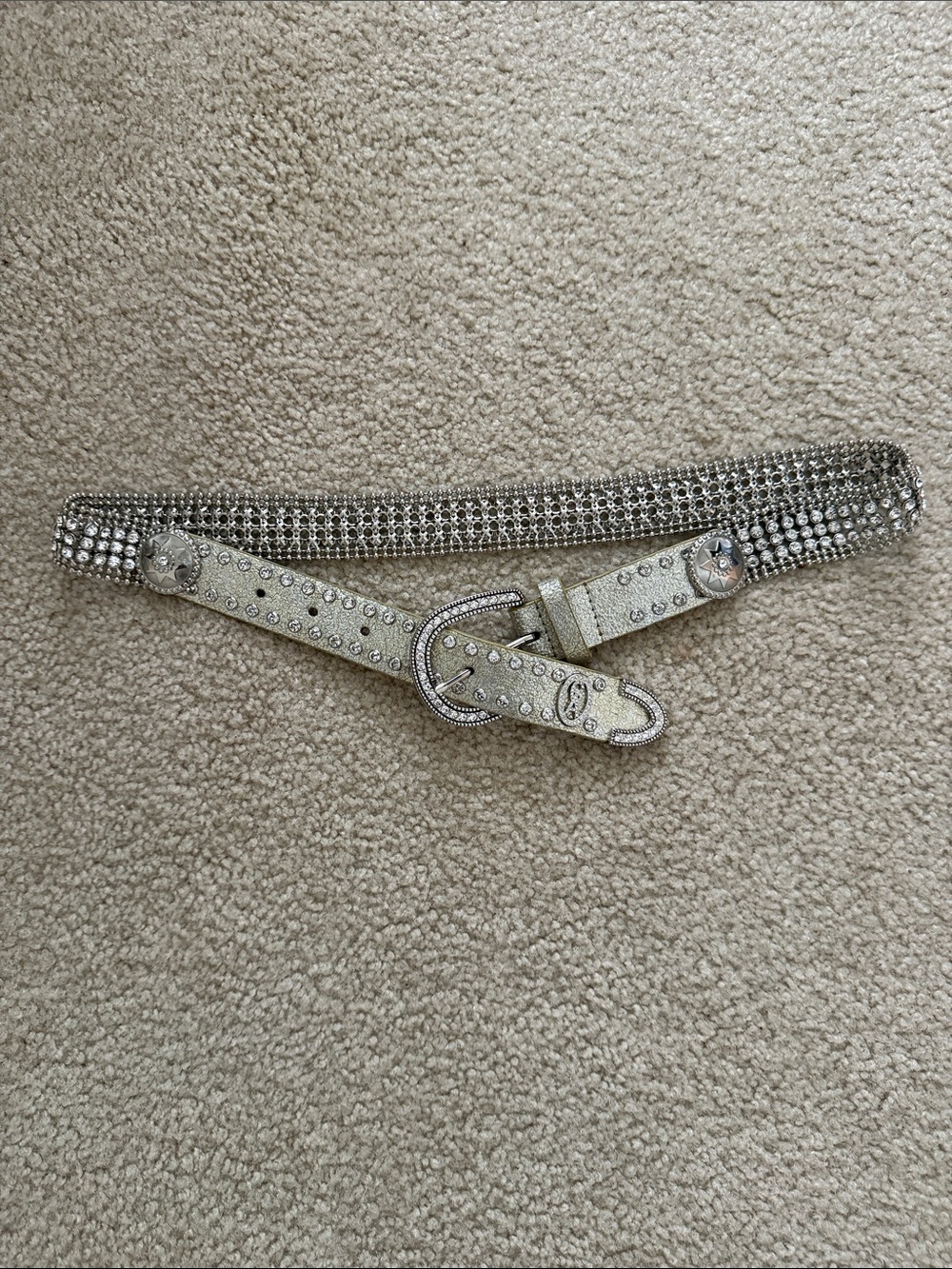 Christine Alexander Silver Crystal-Embellished Western Belt